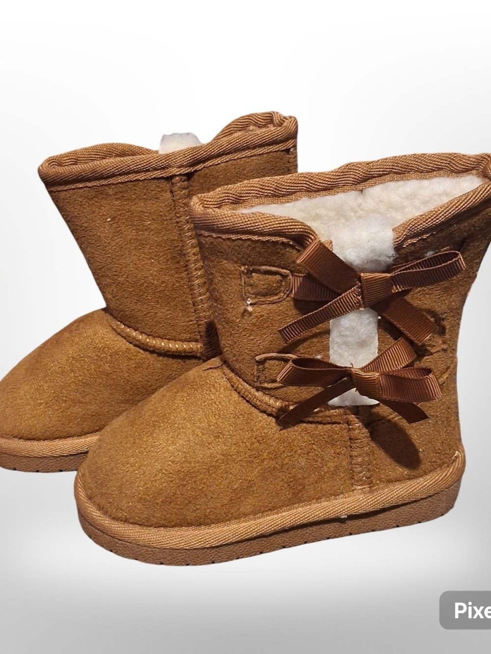 Kids Cozy Bow-Back Winter Boots - Tan